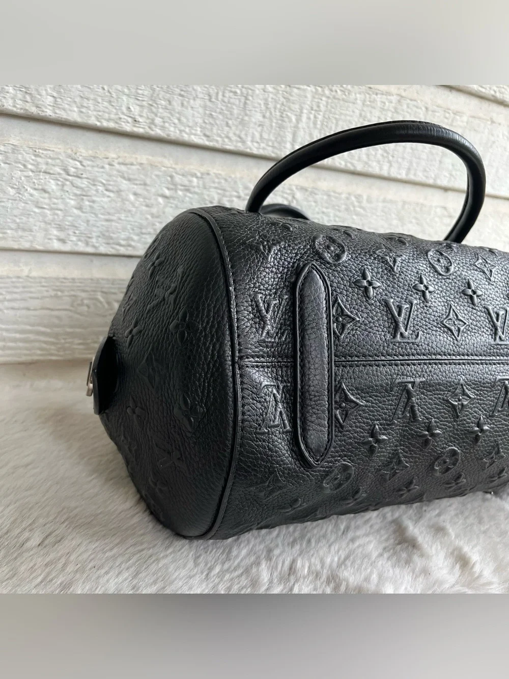 LOUIS VUITTON Black Leather Revelation Neo Papillon GM Boston Y2K Tote Bag